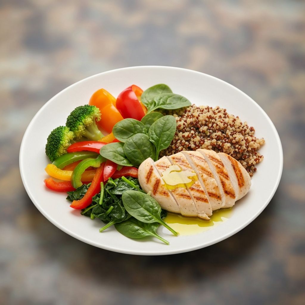Balanced plate with proteins and vegetables